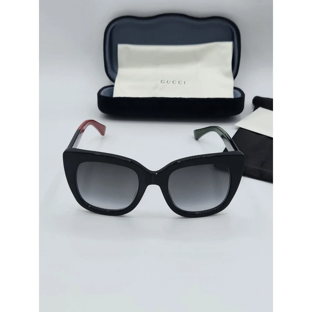 Gucci‎ Sunglasses GG0163SN 003 Black with Red and Green Gradient Full Inclusion